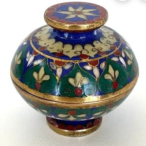 Rare Miniature Cloisonne Jar Trinket Box